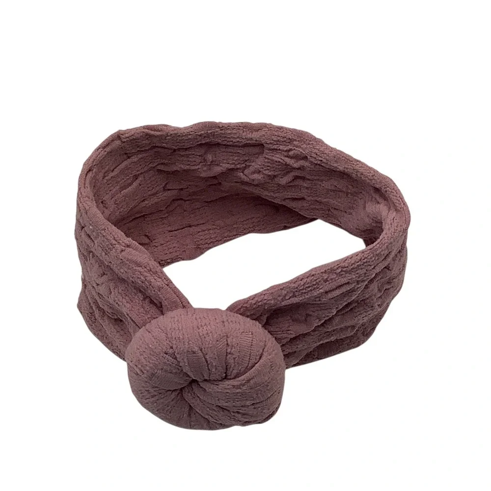 Cable Knit Donut Knot Headband Girls OS Mauve Boho Coquette